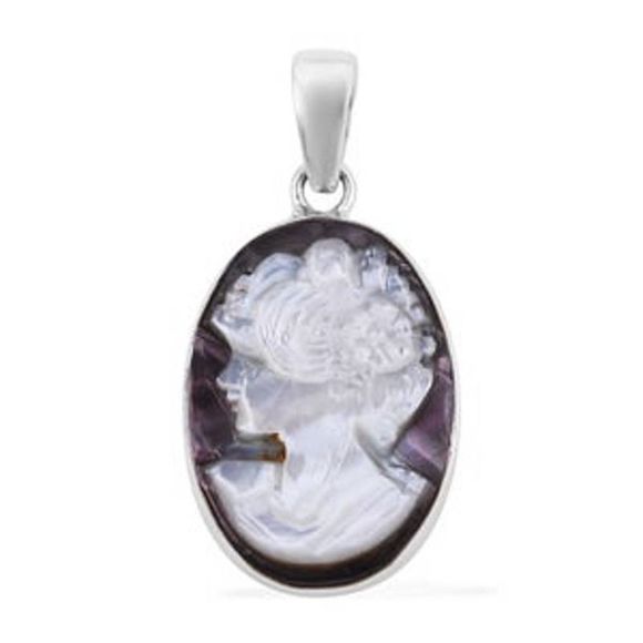 Cameo Pendant in Sterling Silver White - Picture 1 of 5